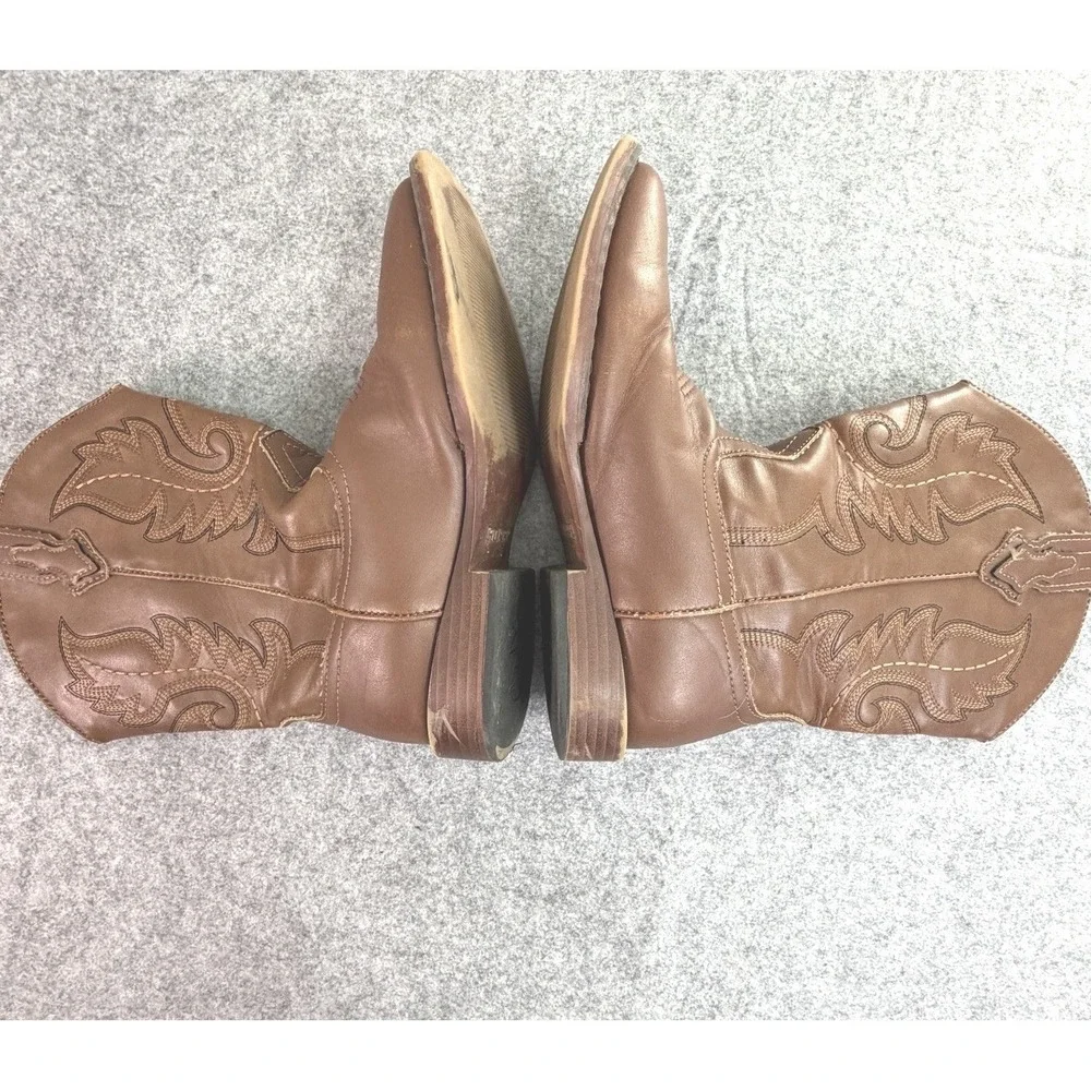 Roper Kids‎ Brown Faux Leather Western Cowboy Boots Size 3 09-018-1900-1701